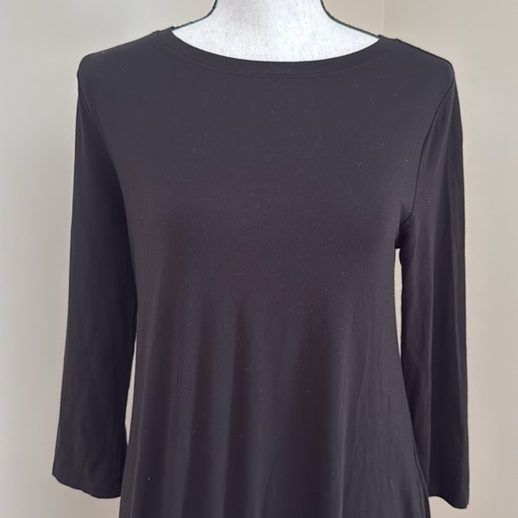 Time and Tru Women 3/4 Sleeve Knit T-Shirt Dress Solid Black Pockets Small 4 6 - Picture 2 of 6